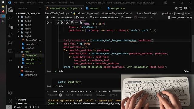 ASMR Coding: Solving Python Puzzles (Advent of Code 21 - Day 7) смотреть онлайн