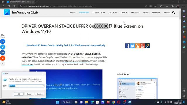 DRIVER OVERRAN STACK BUFFER; 0x000000f7 Blue Screen on Windows 11/10 смотреть онлайн