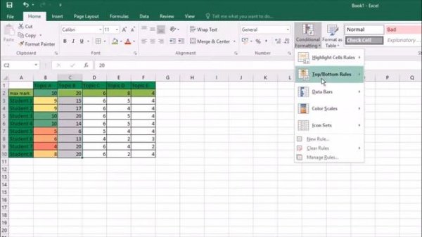 Conditional Formatting to spot Trends in Student Data