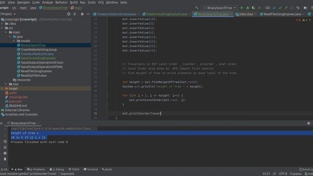 Level order,inorder,preorder,postorder traversal of binary search tree (BST) - Java with code смотреть онлайн