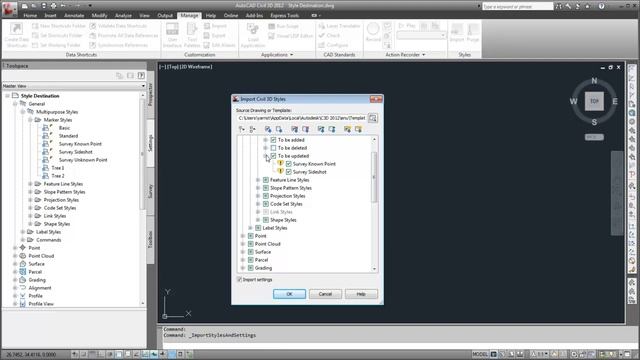 Importing and Purging Styles. AutoCAD Civil 3D 2012 смотреть онлайн