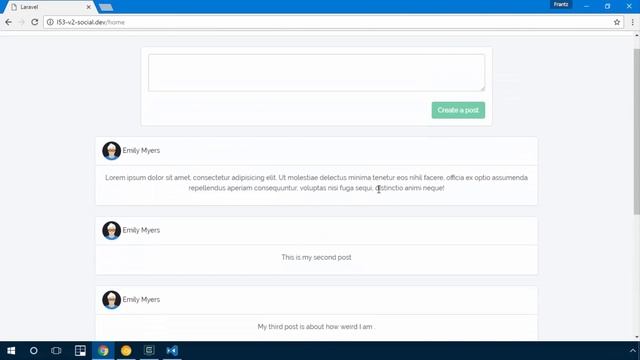 Social network in Laravel 5.3 and Vuejs 2.0 #42 Displaying user avatar and timestamps смотреть онлайн