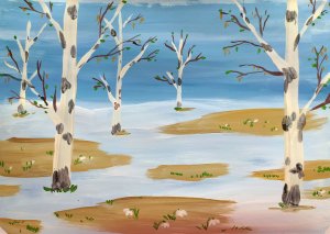 Весенний пейзаж. Рисование для детей 5-8 лет.