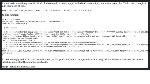 Wordpress: Add/echo div with Analytics-Code to function in functions.php смотреть онлайн