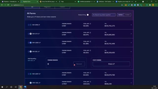 Фарминг в сети Солана (Solana) SOL