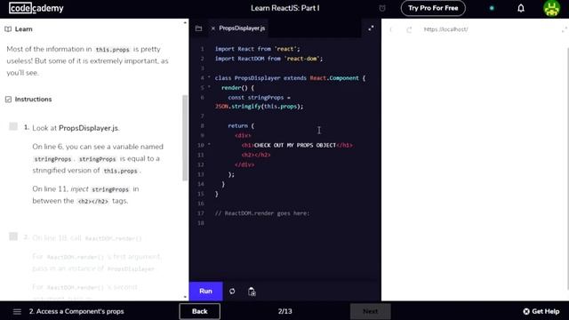 Components Interacting part1 - Learn ReactJS: Part I - Codecademy смотреть онлайн