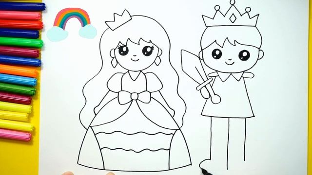 How to draw a prince and princess for kids/Как нарисовать принца и принцессу для детей смотреть онлайн