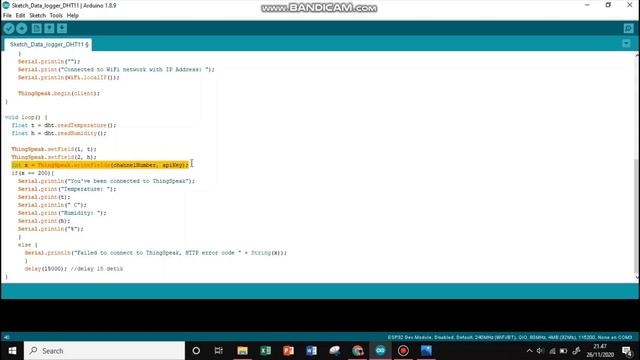 Project Data Logger dengan DHT 11 & NodeMCU ESP 32 ke ThingSpeak смотреть онлайн