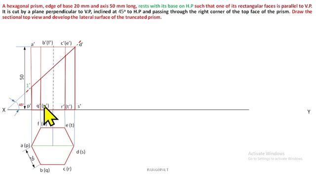 DEVELOPMENT OF SURFACE HEXAGONAL PRISM Section Plane Inclined to HP @rajagopalthangavelsforum смотреть онлайн