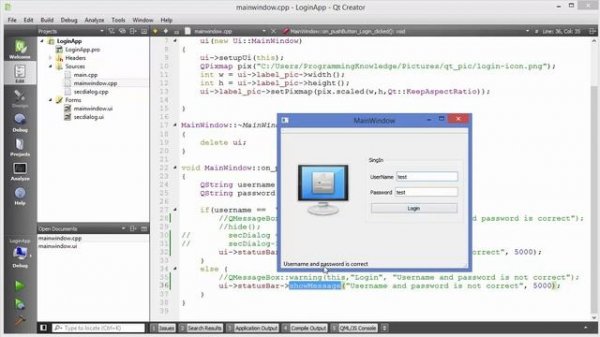 Qt Tutorials For Beginners - QStatusBar