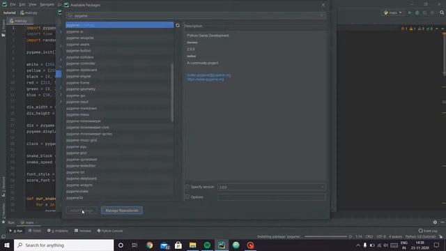 How to install pygame in pycharm code editor смотреть онлайн