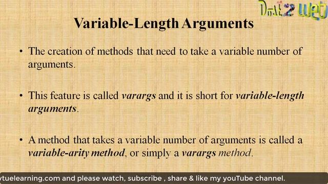 Command Line Argument and Varargs in Java -Object Oriented Concept | Engineering | VTUeLearning смотреть онлайн