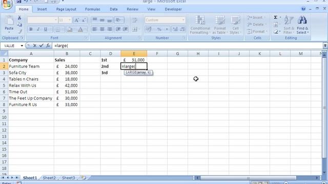 Use the LARGE function in Excel смотреть онлайн