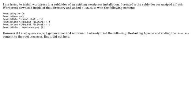Wordpress: Install second wordpress in root subfolder, Error 404 смотреть онлайн