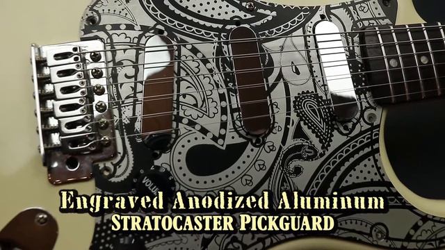Fender Stratocaster Pickguard SSS 11Hole Engraved Aluminum Unique Silver-Black Paisley Scratch Plat смотреть онлайн