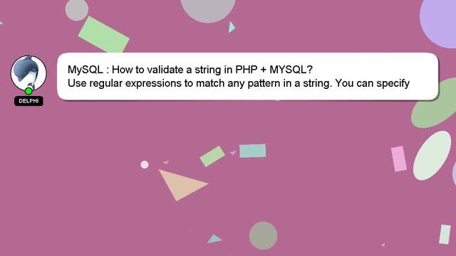 MySQL : How to validate a string in PHP + MYSQL? смотреть онлайн