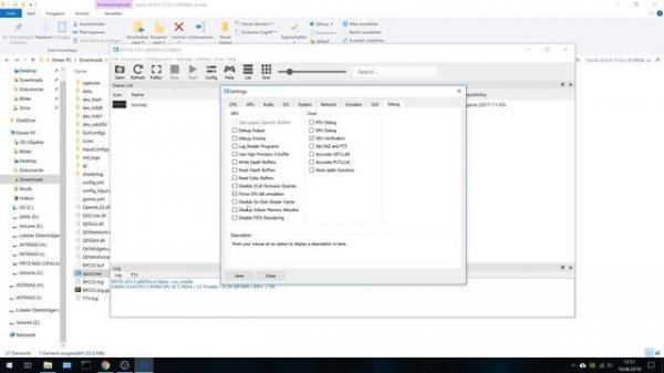 RPCS3 - my settings, how to enable the debug settings