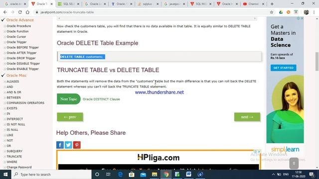 Oracle TRUNCATE TABLE --13 смотреть онлайн