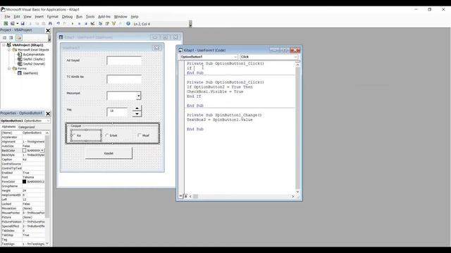 Excel VBA- Userform Uygulamaları- 4 (Spin button, optionbutton, checkbox kullanımı) смотреть онлайн