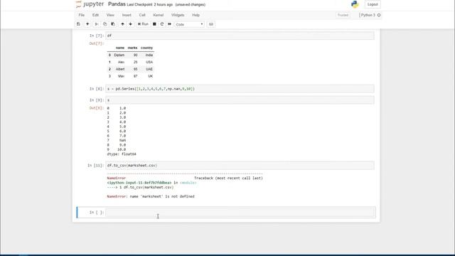 Creating a CSV File | Python Pandas 4.0 смотреть онлайн