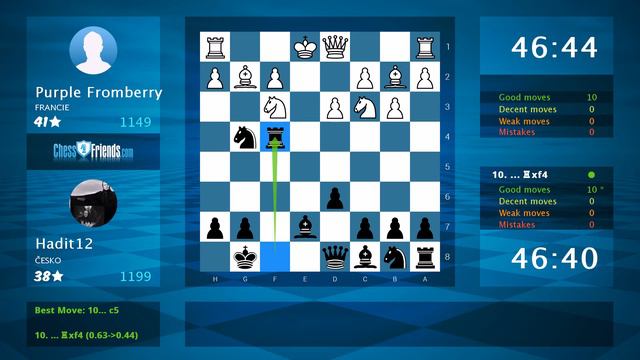 Chess Game Analysis: Purple Fromberry - Hadit12 : 1-0 (By ChessFriends.com) смотреть онлайн
