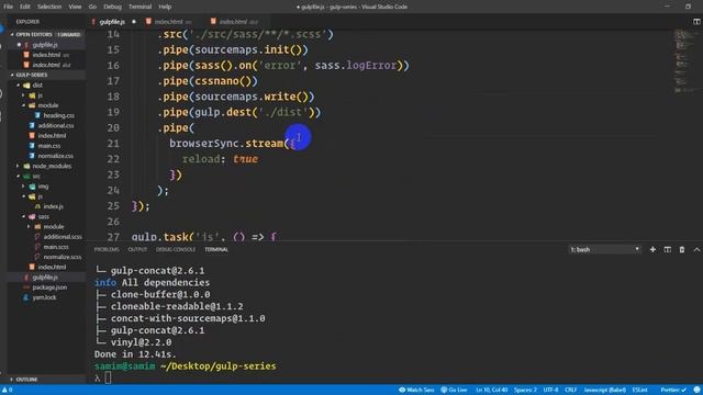 gulp tutorial for beginners | Gulp tutorial in bangla | concatenating files (part-13) смотреть онлайн