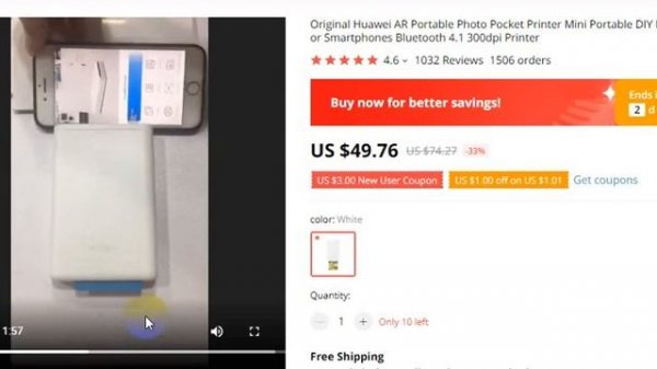 Original Huawei AR Portable Photo Pocket Printer Mini Portable DIY Photo Printers for Smartphones