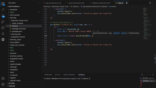 Build a RESTful API with NodeJs, Express and MySQL CRUD - Part 7 | Delete Functionality смотреть онлайн