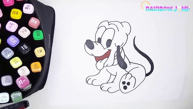 Drawing little PLUTO. How to draw Pluto easy and cute. #Pluto #Disneyland #mickeymouse #donaldduck смотреть онлайн