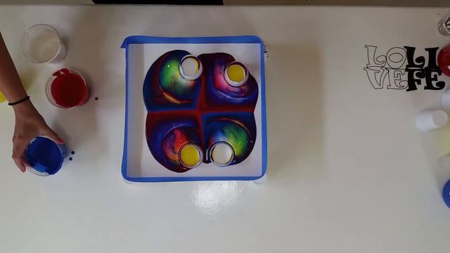 ACRYLIC PAINTING FOR BEGINNERS / 4 Open Cup Pour / PRIMARY COLORS / On MAPLE WOOD By CHELC PAINTS