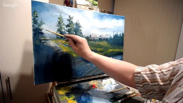 ? ХуДоЖнИкИ Как написать картину маслом / Деревенский пейзаж с мостиком / Александр Григорьев смотреть онлайн