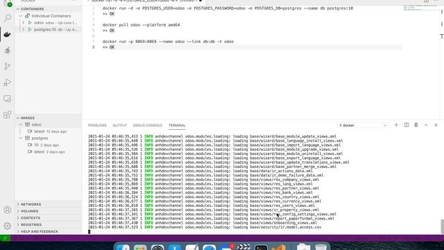 Khởi động Odoo container (Docker Preview) trên Macbook M1- Container chạy tốt смотреть онлайн