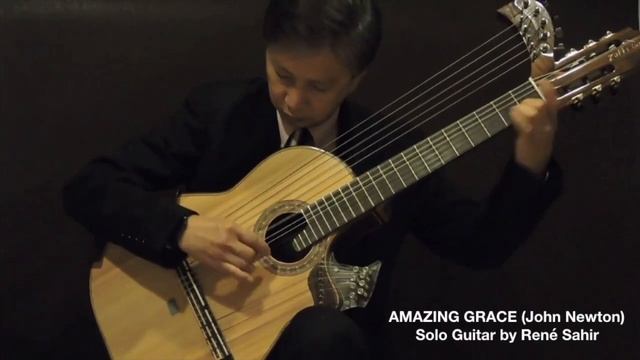 "AMAZING GRACE" Solo Guitar by René Sahir 19 strings Harp Guitar смотреть онлайн