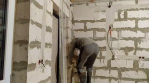 Ремонт на даче. Штукатурим стены из газосиликатного блока в нашей новой пристройке.