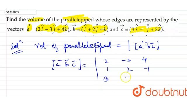 Find the volume of the parallelepiped whose edges are represented by the vectors `vec(a)=(2hat(i) смотреть онлайн