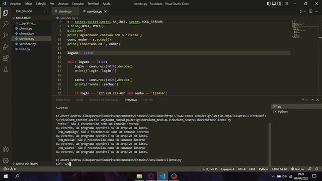 Criando um "login" com o módulo socket python смотреть онлайн