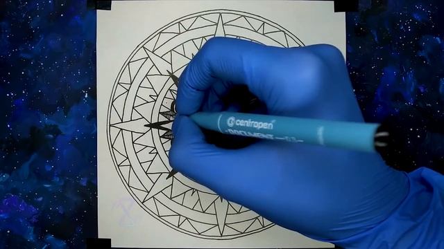 Черная мандала ⚫ (рисунок линером) смотреть онлайн