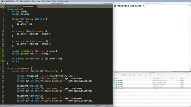 Java Classes 13: Example - Account Setter and Getter Methods смотреть онлайн