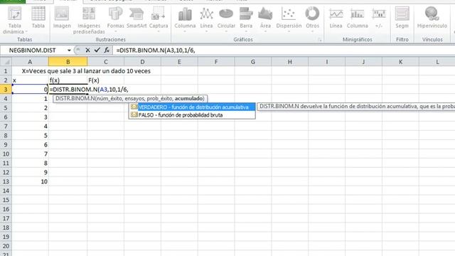 DIstribución binomial en Excel | Función distr.binom.n смотреть онлайн