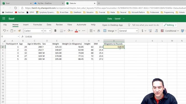 Excel for Biostatistics - Manually Calculate BMI смотреть онлайн
