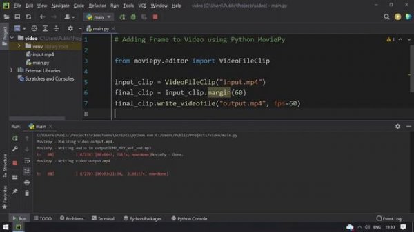 Adding Frame to Video using Python MoviePy