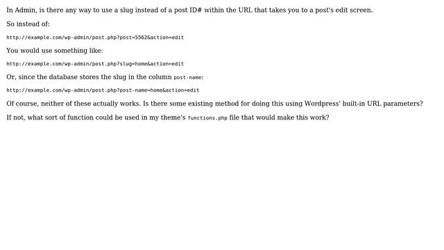Wordpress: Using slug instead of ID in admin edit post url смотреть онлайн