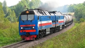 2ТЭ25КМ-0443 "БалтТрансСервис" с наливным грузовым поездом