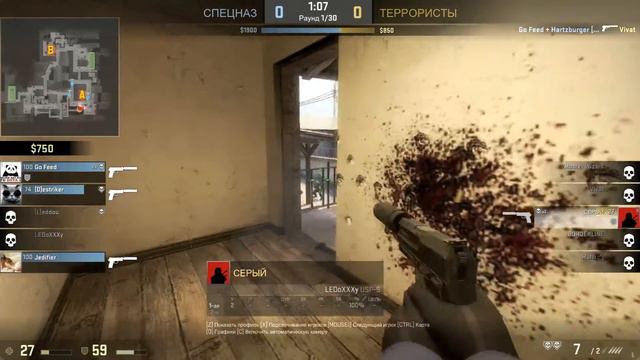 СЕРЫЙ CS:GO Ace 5 Headshots de_inferno смотреть онлайн