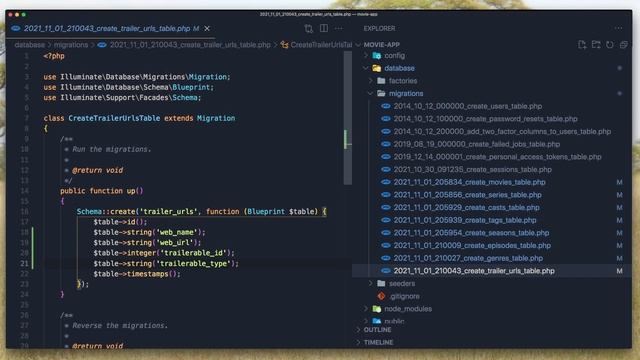 Laravel Livewire Tutorial Create Movie Website #4 Create Migrations смотреть онлайн