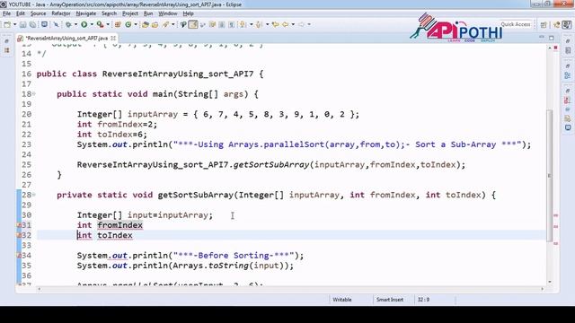8_7Write a Java program to sort the numeric sub array using Arrays parallelSortuserInput, 2, 6 смотреть онлайн