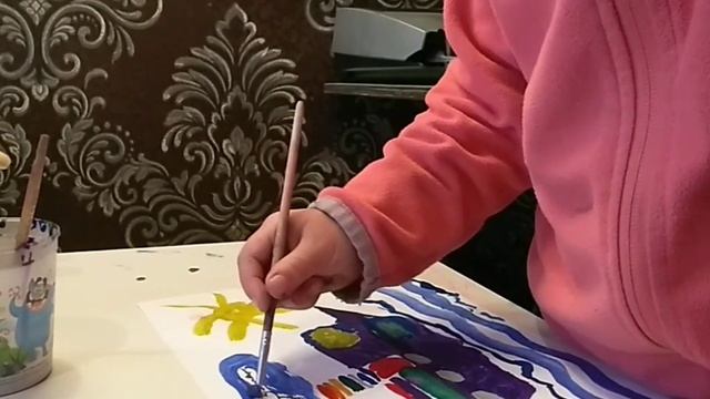 Paint a steamship.?Рисуем пароход красками. смотреть онлайн