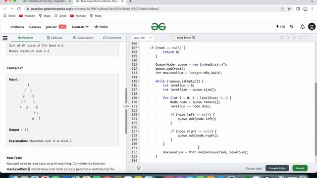 Max Level Sum in Binary Tree | POTD | 7th Mar 2023 | Java Soln | Binary Tree | Problem Of the Day смотреть онлайн