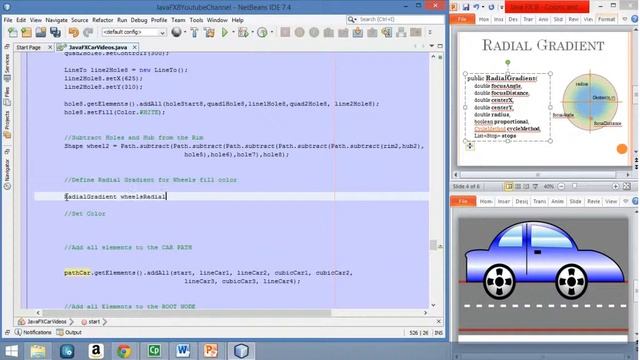 JavaFX 8 Tutorial - Colors & Gradients (RadialGradient) #7 - Part 2 смотреть онлайн