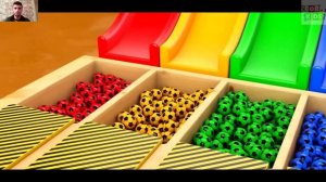 Learn Colors with PACMAN VS Street Vehicle Slide Color Magic Water Shape Pretend Play for Kids Vide